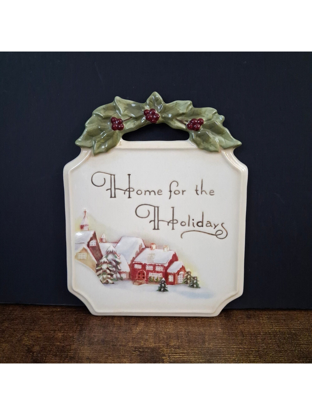 Vintage Christmas Home For The Holidays Home Decor 5x6" Plaque